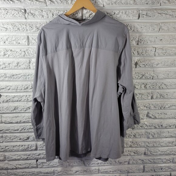 Avenue Easy Shirt Womens Top 30 32 Plus Long Sleeve Gray Pockets Collar GRA21E - Picture 6 of 9